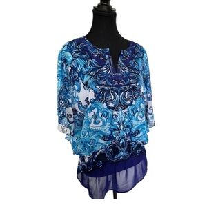 Chico Blue Patterned Women's Top size 0